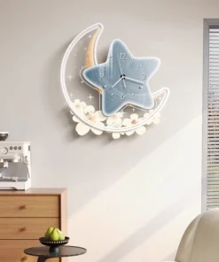 Đồng Hồ Treo Tường Đèn LED Hình Trăng Sao – Đồng Hồ Decor Phòng Khách, Phòng Ngủ Nghệ Thuật Hiện Đại