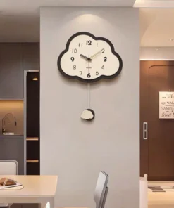 Đồng Hồ Treo Tường Hình Đám Mây Có Con Lắc – Đồng Hồ Decor Phòng Ngủ, Phòng Khách Hàn Quốc Đáng Yêu