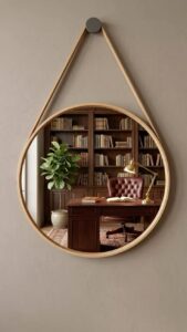 Gương Treo Tường Tròn Khung Gỗ Dây Thừng Decor Phong Cách Bắc Âu Trang Trí Nhà Cửa