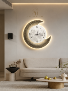 Đồng hồ treo tường LED hình trăng khuyết – Điểm nhấn nghệ thuật cho không gian hiện đại